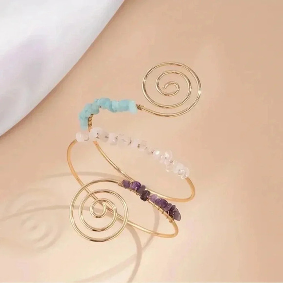 Multi layer open arm bracelets, exaggerated irregular crushed - Picture 2 of 5